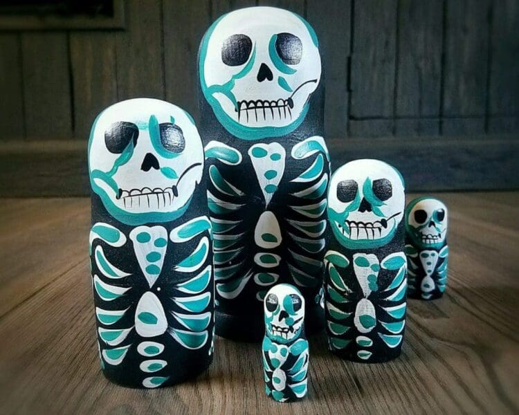 Skeleton Nesting Dolls, Skeleton Russian Dolls, Halloween Decoration, Gothic Decor