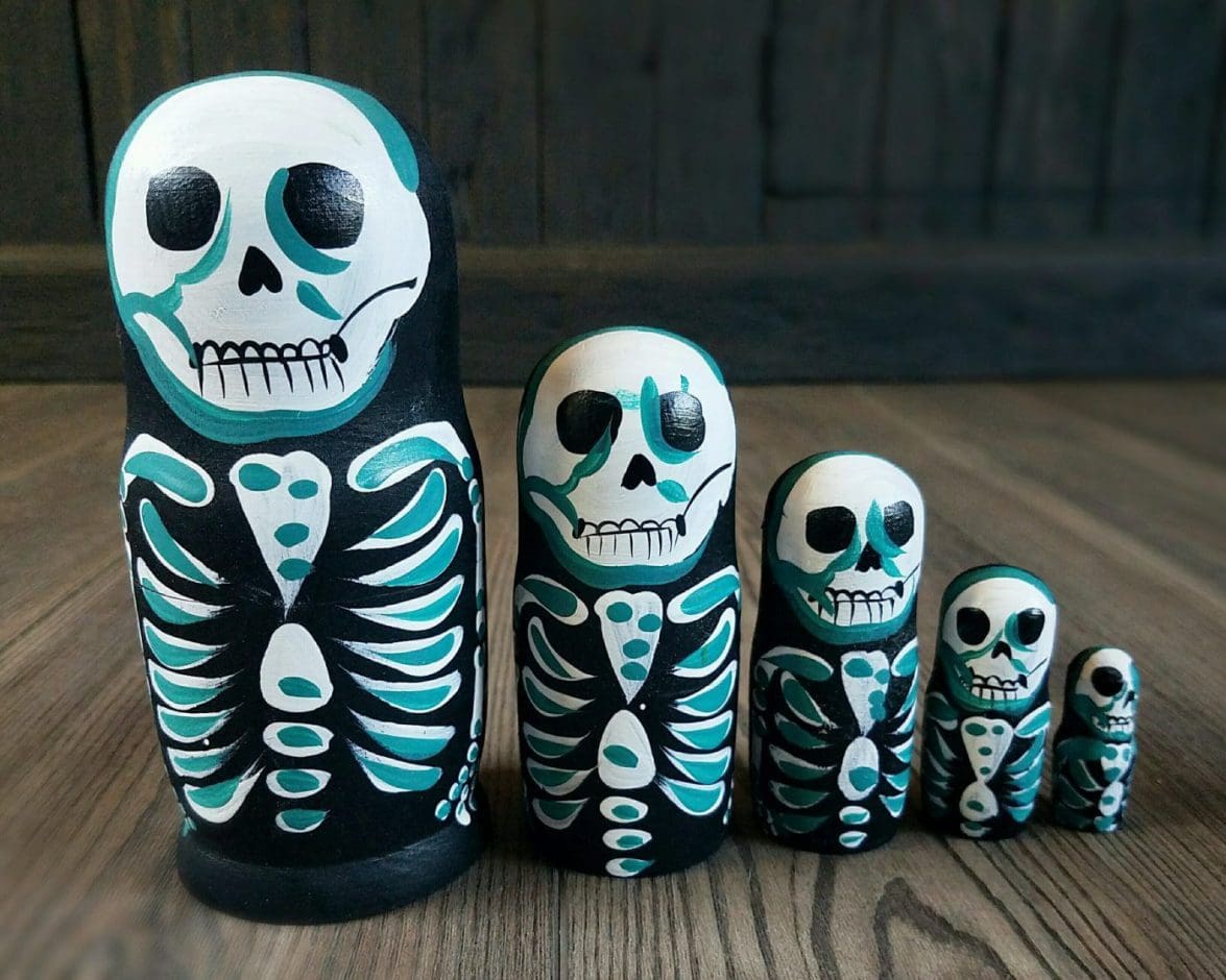 Skeleton Nesting Dolls, Skeleton Russian Dolls, Halloween Decoration, Gothic Decor