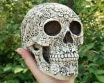 Gothic Decor, Floral Skull, Carved Human Skull, Gothic Home Decor