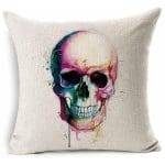 Rainbow Skull Pillow, Throw Pillow, Gothic Decor