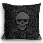 Black Skull Pillow, Gothic Decor, Throw Pillow