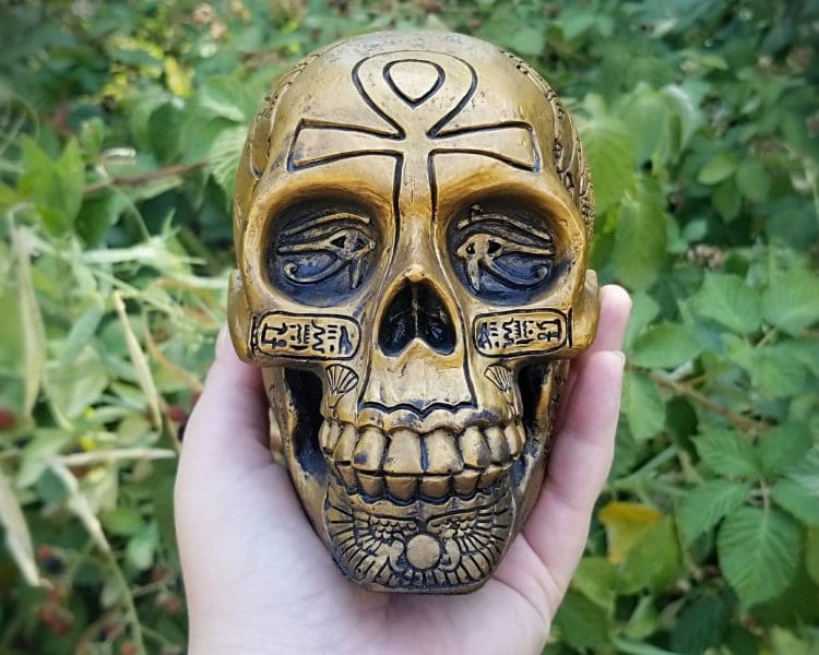 Egyptian Decor, Egyptian Skull, Carved Human Skull