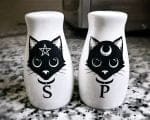 Gothic Home Decor, Gothic Cat Salt and Pepper Shakers, Witch Stuff, Occult Items