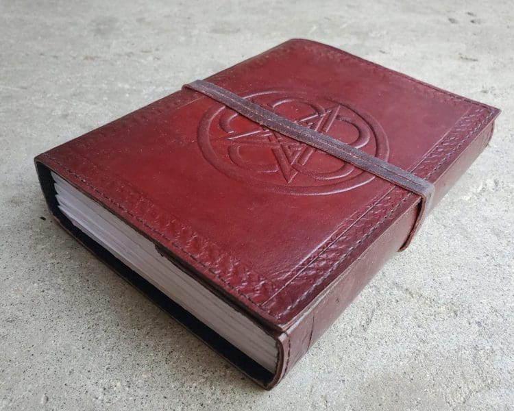Brown Pentagram Leather Journal, Book of Shadows, Occult Items