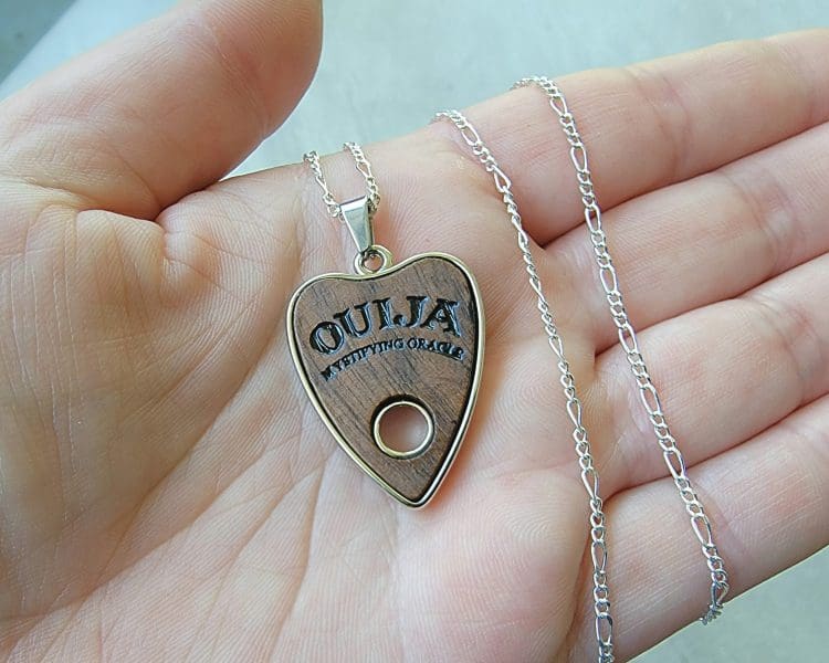 Ouija Necklace, Wooden Planchette Pendant, Gothic Jewelry