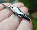 Gothic Jewelry, Raven Skull Necklace, Crow Skull Pendant