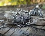 Heath Head Moth Necklace, Jewelry Set, Death Head Moth Ring, Gothic Jewelry