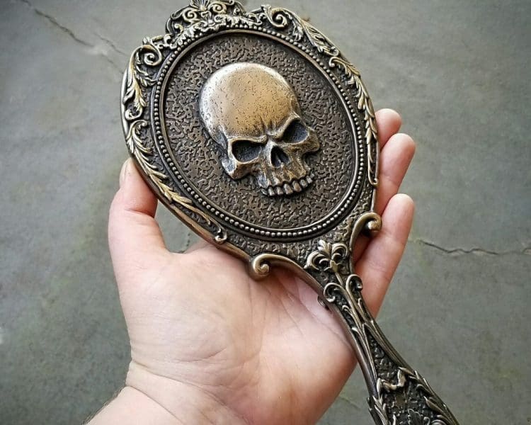 Gothic Hand Mirror, Skull Mirror, Gothic Gifts