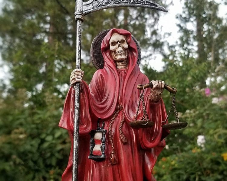 Large Red Santa Muerte Statue, Santa Muerte Altar, Grim Reaper