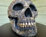 Gothic Decor, Ornate Gold Skull, Gothic Human Skull Decor