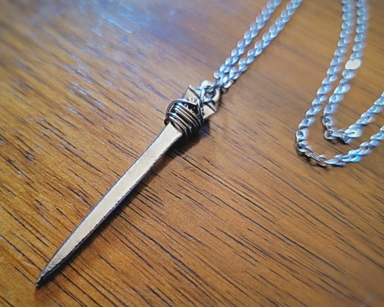 Silver Coffin Nail Necklace, Gothic Jewelry