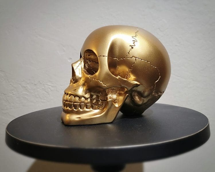 Gold Skull, Gold Human Skull, Gothic Decor