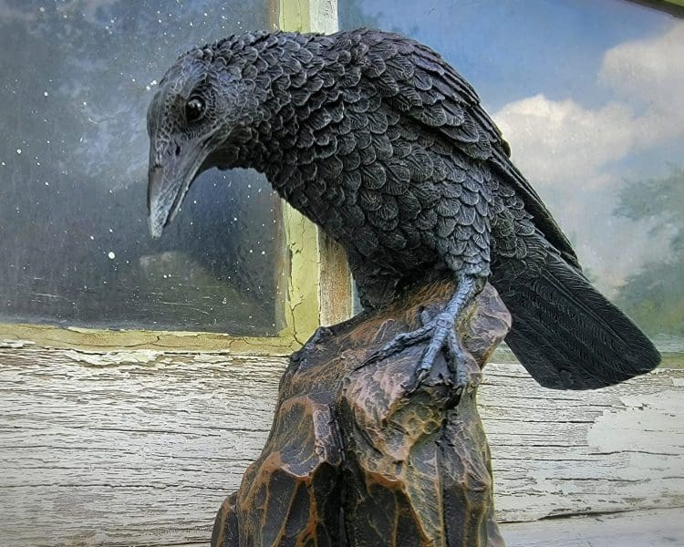 Raven Statue, Gothic Home Decor
