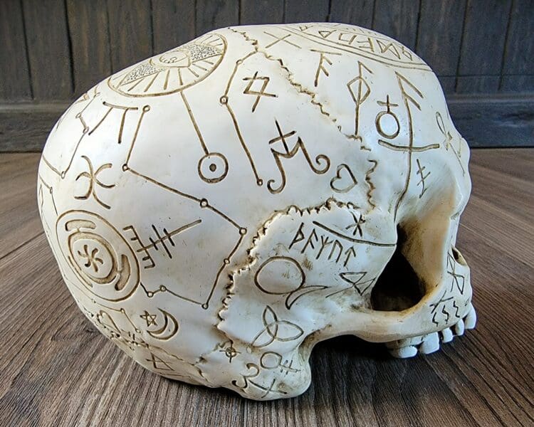 Carved Skull, Sigil Skull, Gothic Home Decor