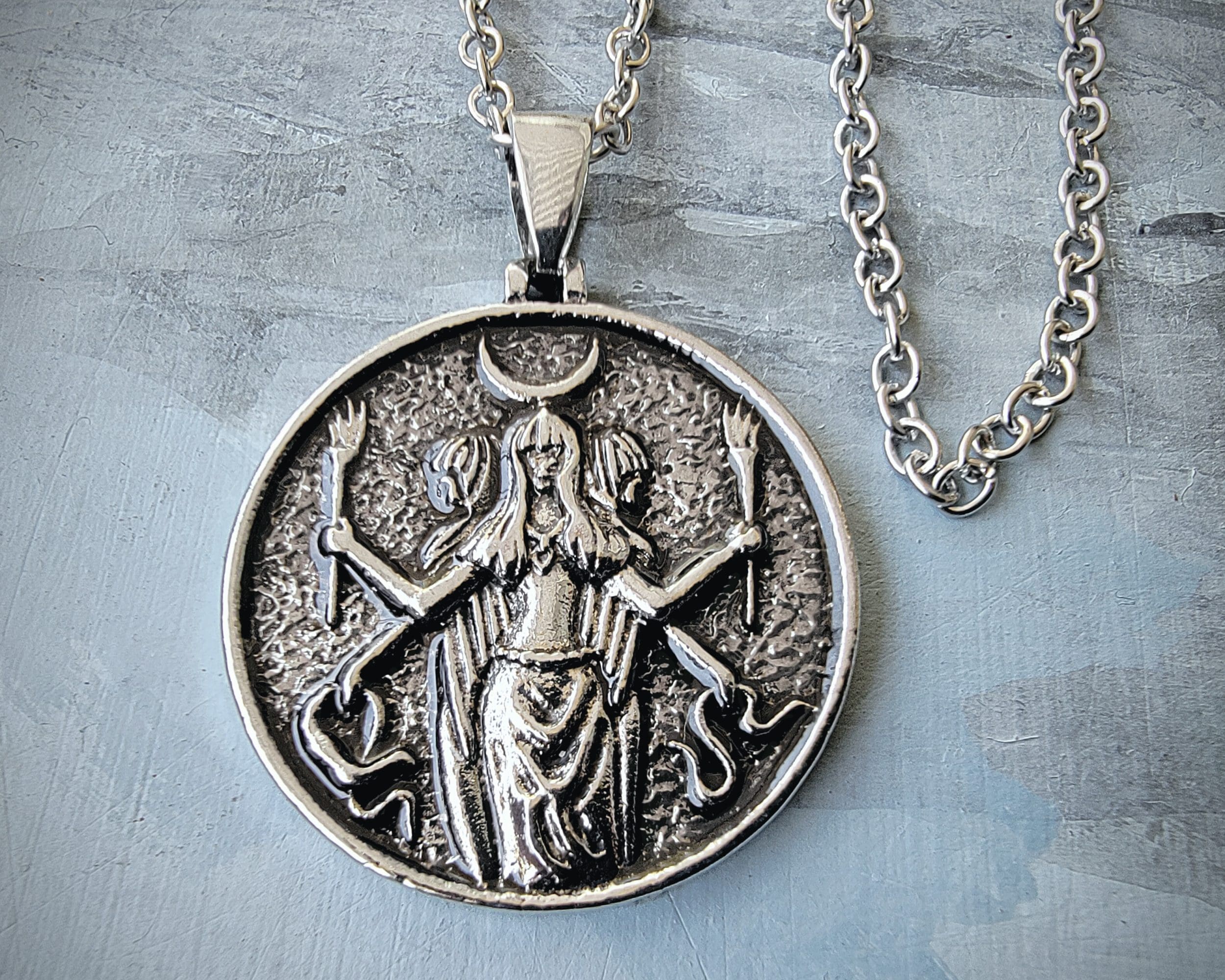 Triple Goddess Necklace, Hecate Jewelry, Wicca Jewelry