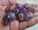 Amethyst Runes Set With Velvet Bas, Runes, Wicca Supplies