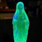 Uranium Glass Virgin Mary, Uranium Glass Figurine, Vaseline Glass Figure, Haunted Items, Haunted Oddities