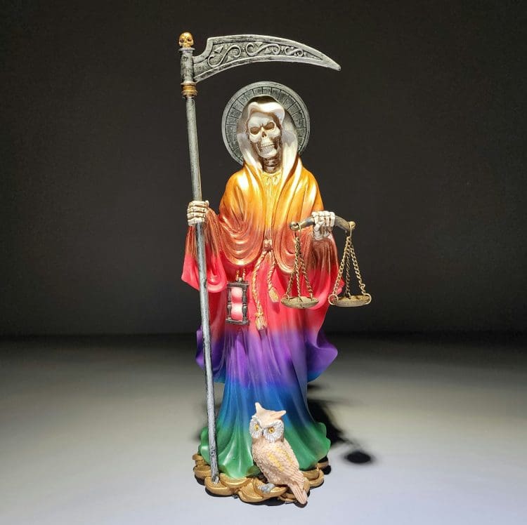 Large Santa Muerte Statue, Rainbow Santa Muerte, Grim Reaper Statue